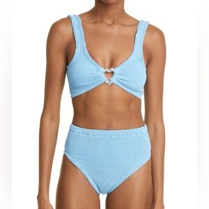 Hunza G Jessica Heart Space Navy Blue Crinkle Bikini